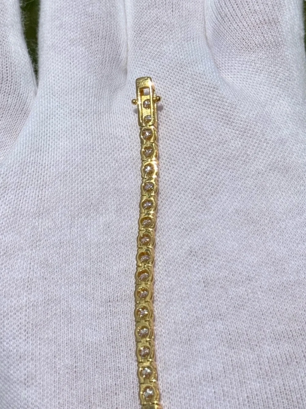 18K Gold Plated, 11.7CTW Moissanite Tennis Bracelet - Length 7.5”